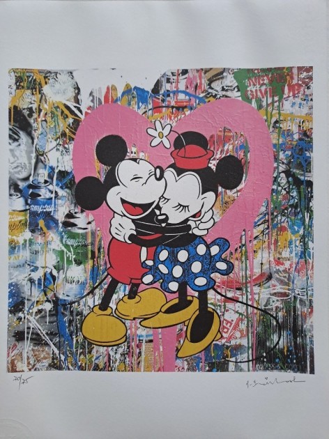 "Mickey And Minnie" Lithograph Signed By Mr. Brainwash - CharityStars