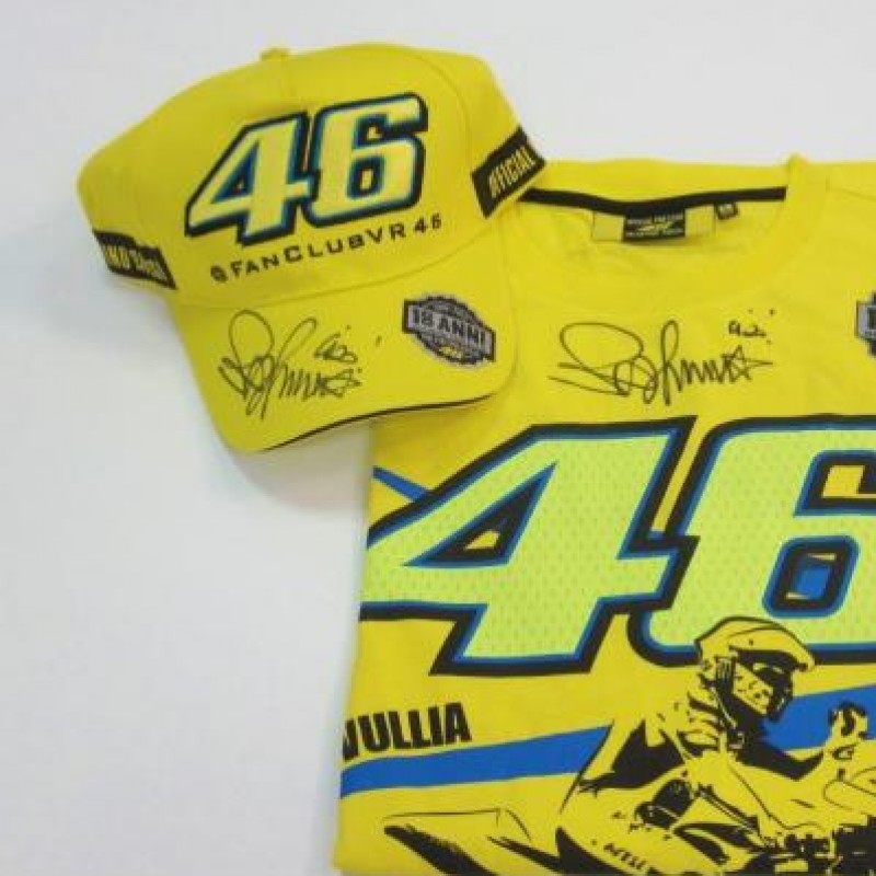 18 years Valentino Rossi Official Fun Club Hat and T-shirt - signed