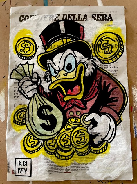 Scrooge McDuck – Unique Artwork on Newspaper by RikPen