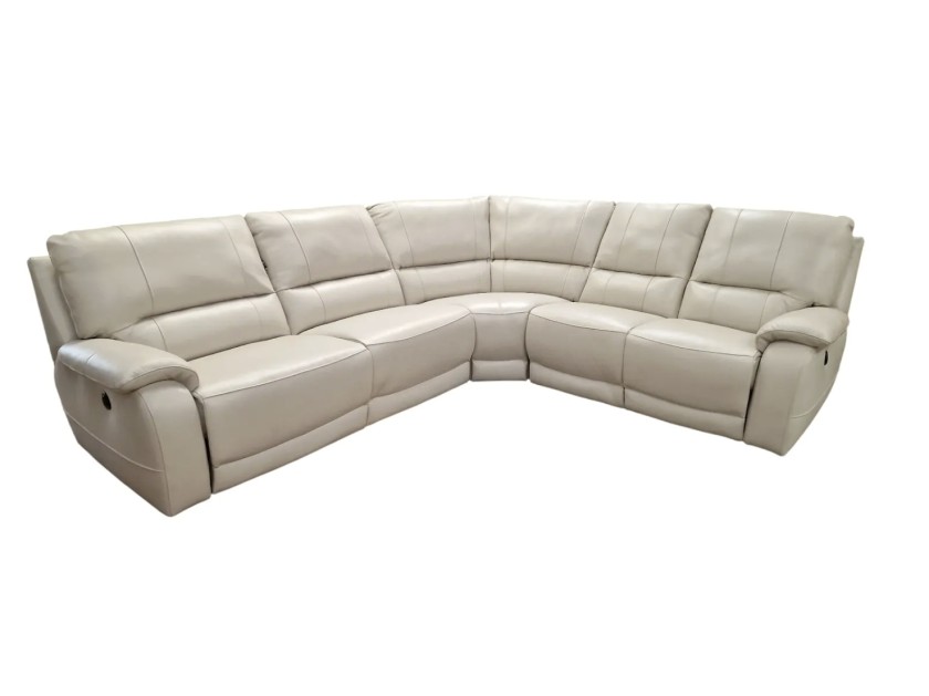 Light Grey Fabric Sofa by Chateau d’Ax – Three-Seater Corner Composition with Left Recliner and Two-Seater Section with Right Recliner