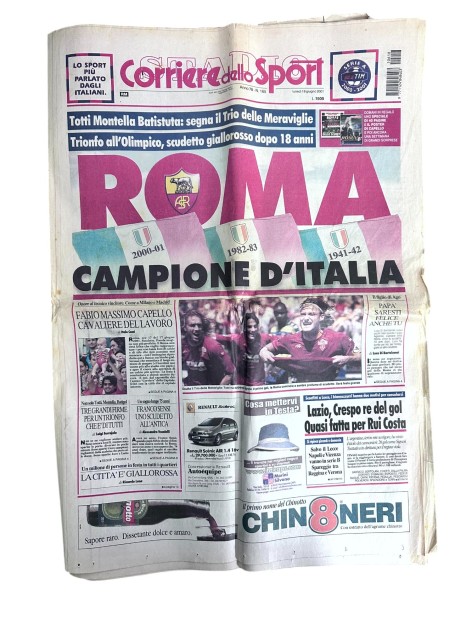 Giornale Corriere dello Sport - Edizione Romana il Giorno Dopo la Vittoria dello Scudetto 2000/01
