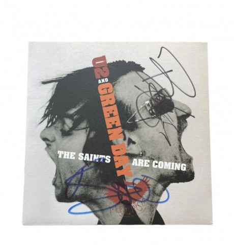 Bono and Billie Joe Armstrong Signed The Saints Are Coming 7" Vinyl