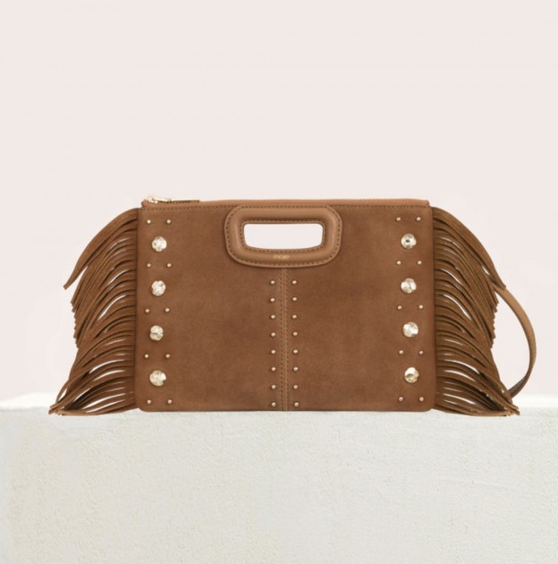 Maje M Duo Clutch in Suede with Studs