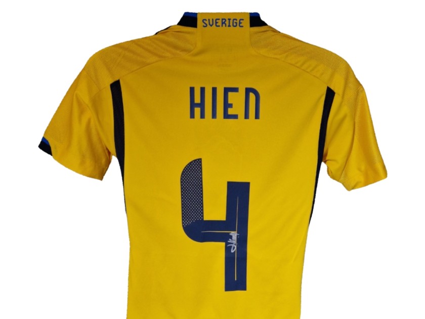 Isak Hien Signed Sweden 2022-23 Official Home Football Shirt