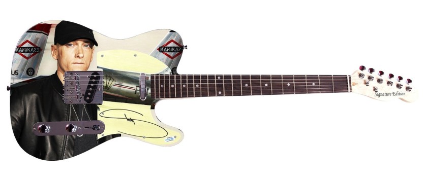 Eminem Signed Pickguard on a Custom Signature Edition Guitar