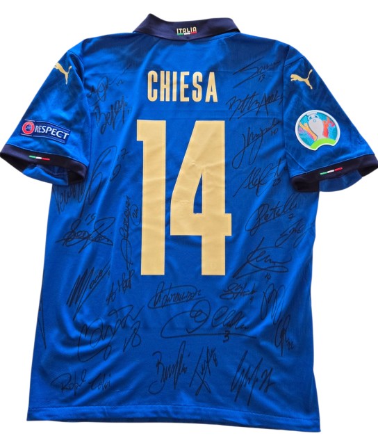 R - Chiesa's Match-Issued Shirt, Italy vs England EURO 2020 Finals - Signed by the Team