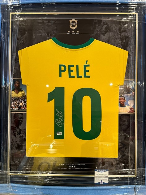 Pele Brazil Signed Framed Shirt, 1970