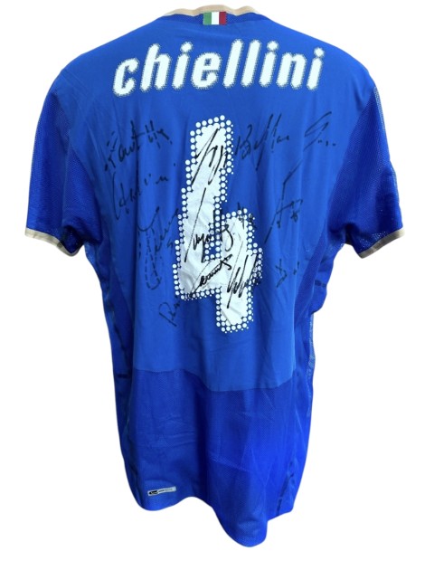 Chiellini's Italy Match-Issued Shirt, 2008 - Signed by the Players