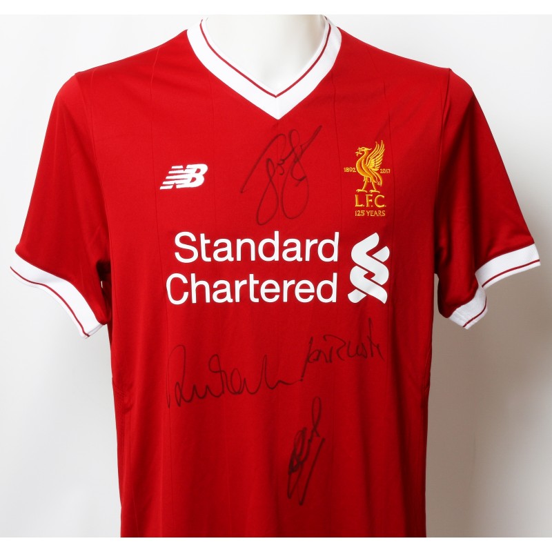Official LFC 125 "The Greatest" Shirt Signed by Gerrard, Rush, Barnes and Fowler 
