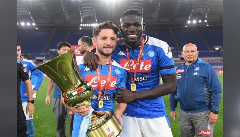 Koulibaly's Napoli Match-Issued Signed Shirt, Coppa Italia 2020 