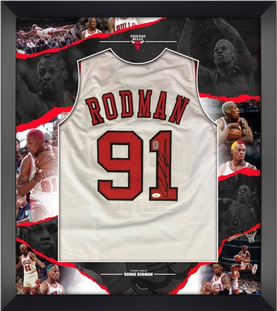 Dennis Rodman Worm Signed Jersey. Basketball Collectibles