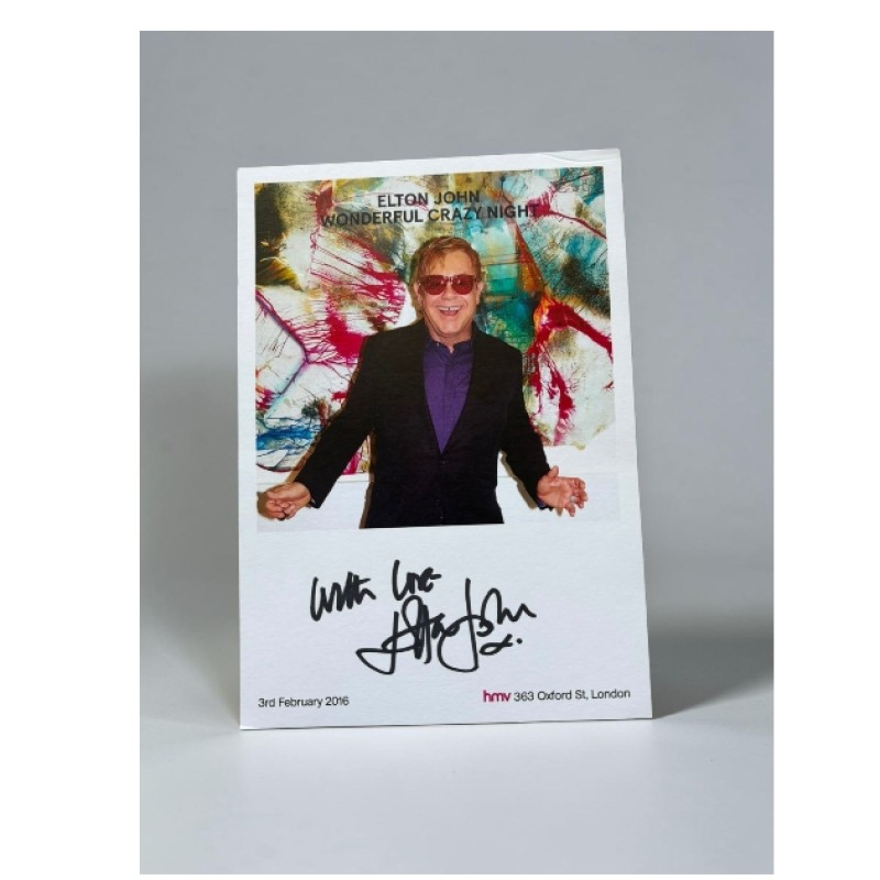 Elton John Signed Official HMV Art Card