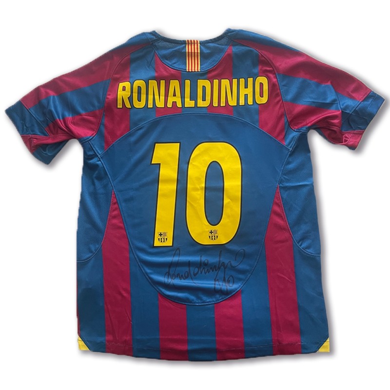 Maglia firmata di Ronaldinho del FC Barcelona