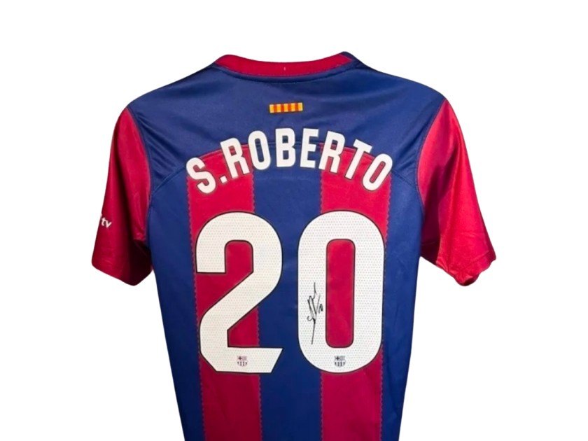 Sergi Roberto Signed Barcelona 2023-24 Home Football Shirt