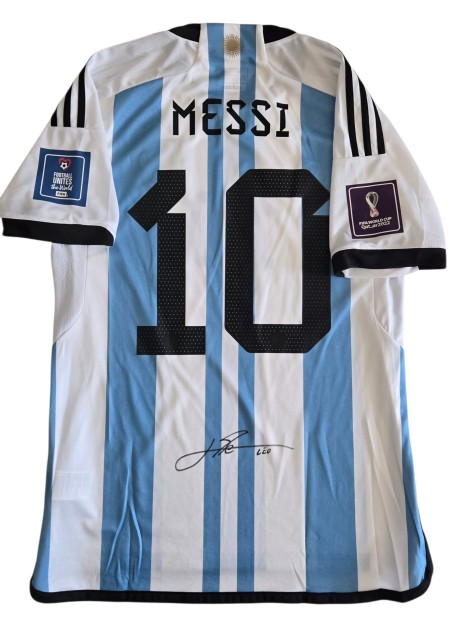 Messi's Signed Official Commemorative Shirt, Argentina vs France FIFA World Cup 2022 Finals