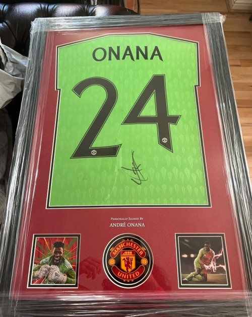 André Onana's Manchester United 2023/24 Signed and Framed Shirt