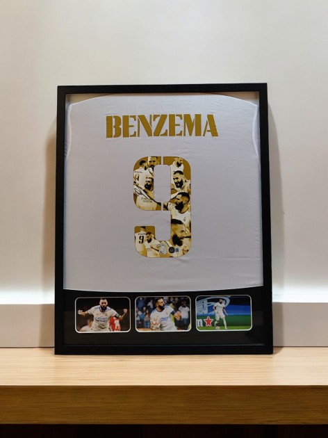 Maglia del Real Madrid firmata e incorniciata di Benzema