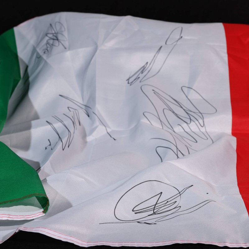 Italian Flag Signed by Multiple MotoGP™ Pilots and Francesco Bagnaia