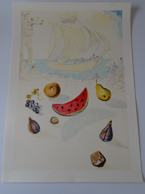 Salvador Dalì "Ship and fruits"