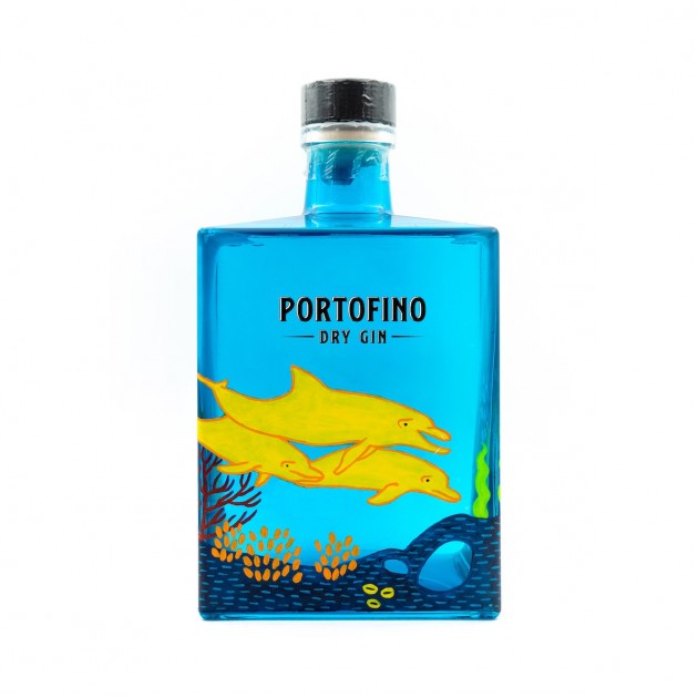 Bottiglia 5L Portofino Dry Gin dipinta a mano da Giulia Tassi