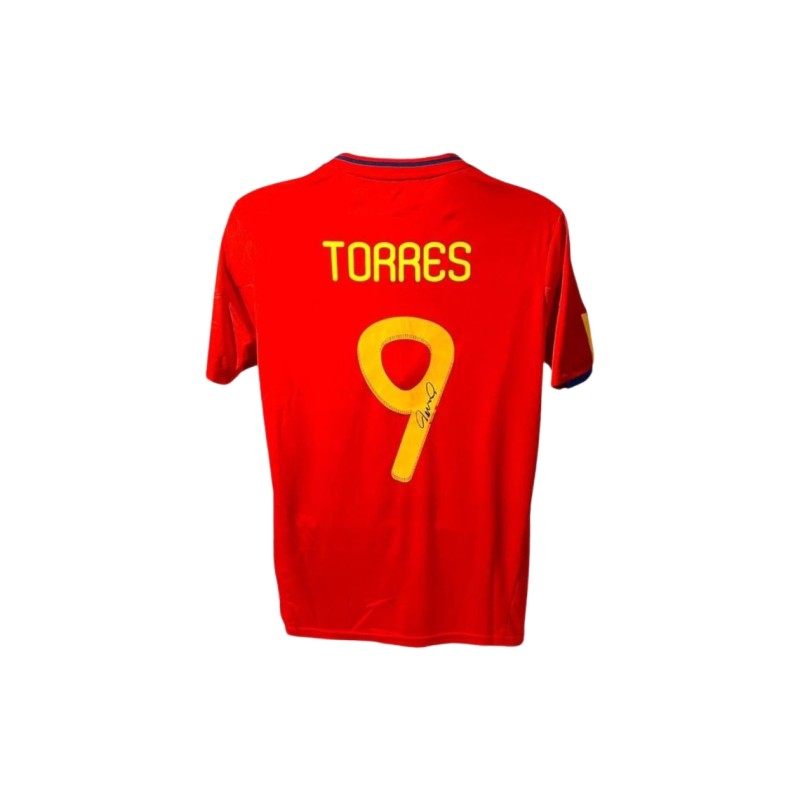 Maglia firmata e incorniciata di Fernando Torres per i Mondiali di calcio Spagna 2010