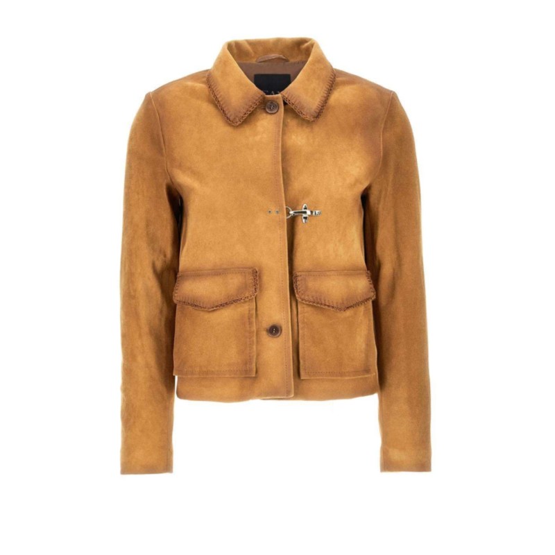Jacket in Suede with Hook Fastening