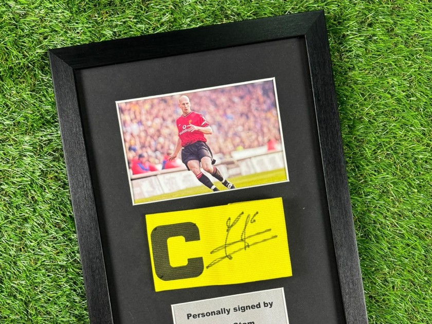 Jaap Stam Signed Manchester United Official Captains Armband Framed COA