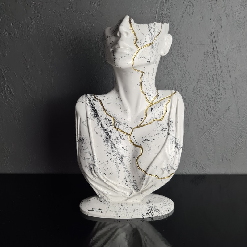 "Tired Face White and Black Marble" by Santicri