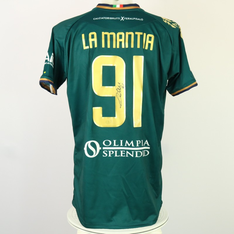 La Mantia's CALCIATORIBRUTTI Unwashed Signed Shirt, Feralpisalò vs Parma 2024