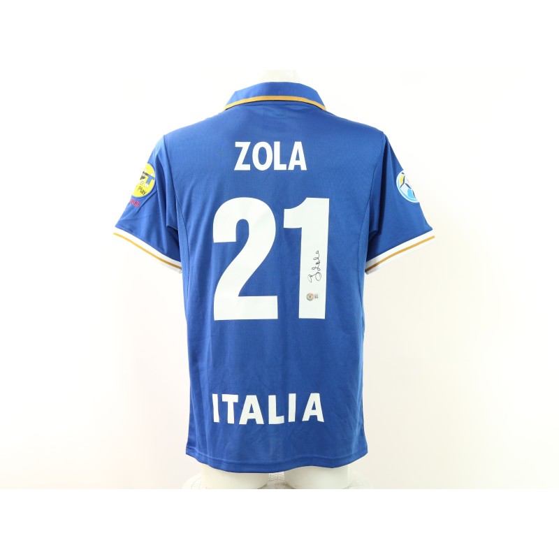 Replica della maglia dell'Italia firmata da Gianfranco Zola