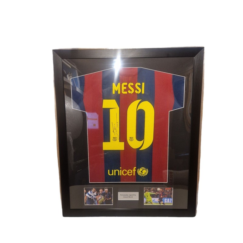 Messi's Barcelona 2015 Champions League Final Signed and Framed Shirt