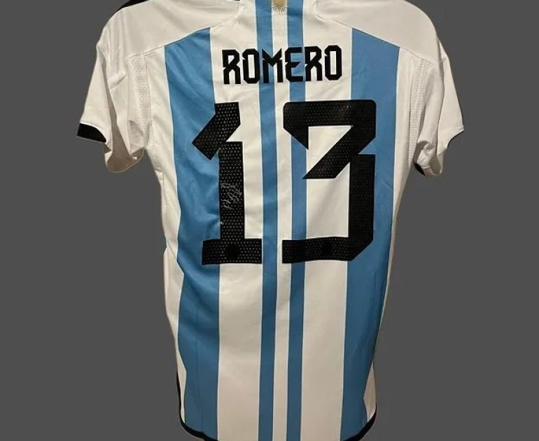 Cristian Romero's Argentina 2022 World Cup Signed and Framed Shirt