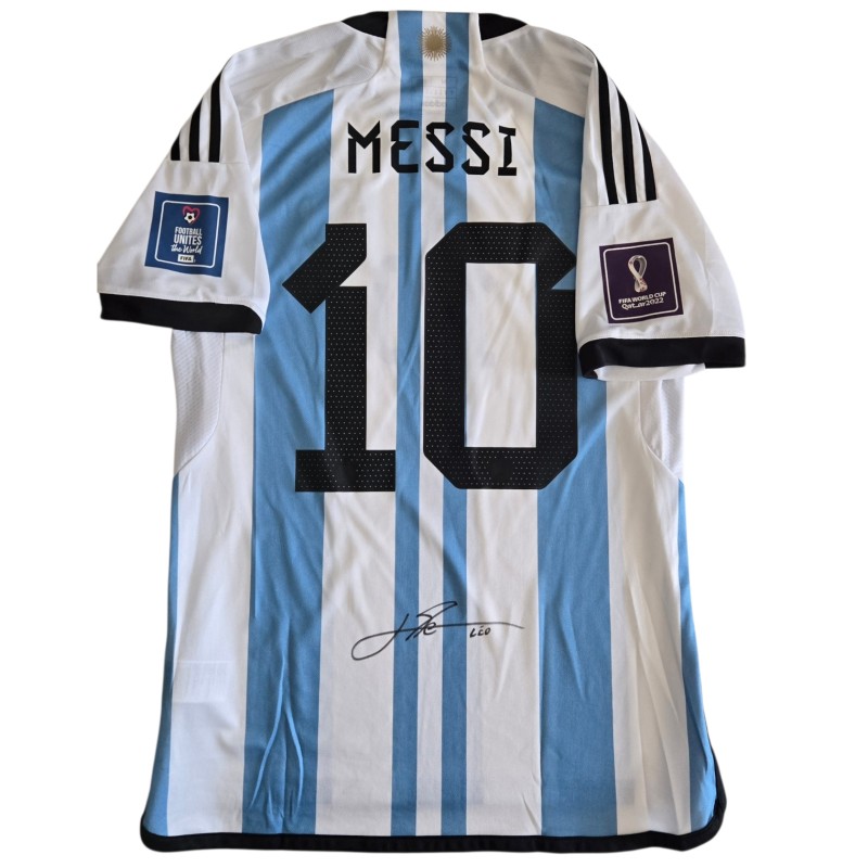 Maglia Ufficiale Celebrativa Messi Argentina vs Francia, Finale Mondiali 2022 - Autografata