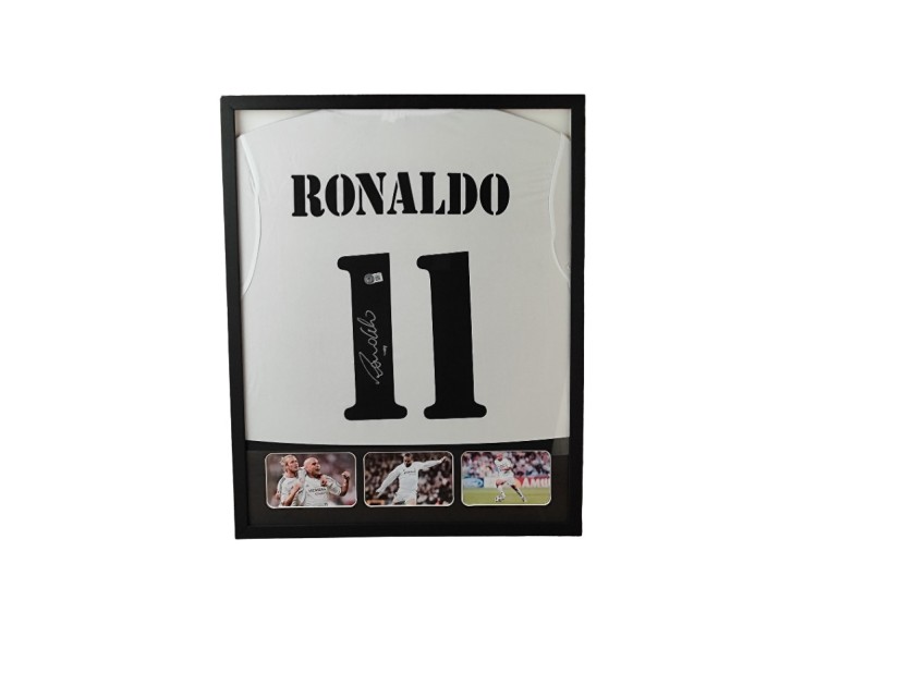 Ronaldo Nazario's Real Madrid Signed Shirt in a Deluxe High-Quality Frame