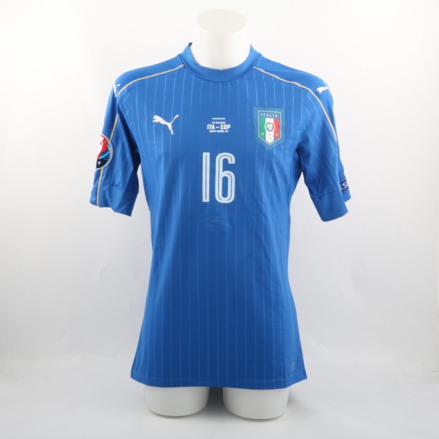 De Rossi Match Issued/Worn Shirt, Italy-Spain 27/06/16
