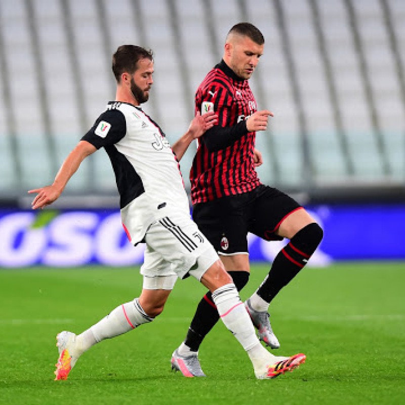 Rebic's Worn and Signed Shirt, Juventus-Milan - "Andrà Tutto Bene"