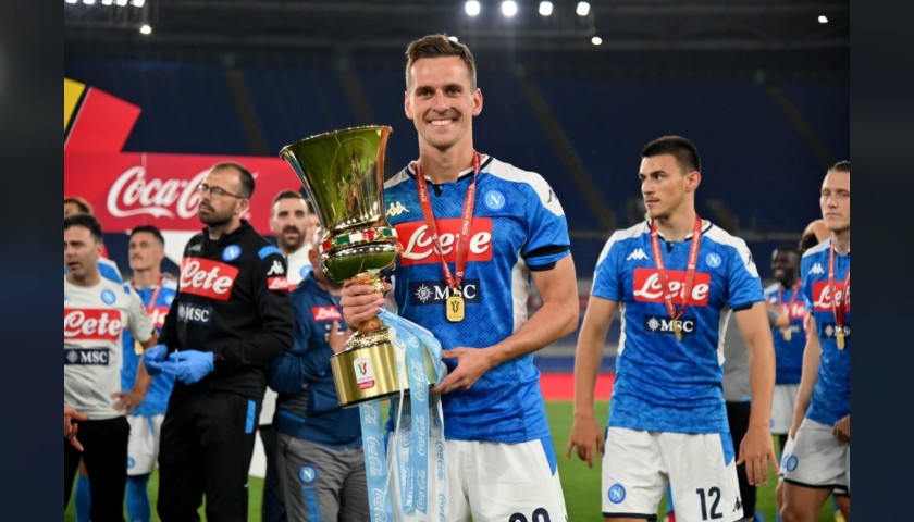 Milik's Napoli Match Signed Shirt, Coppa Italia 2020 
