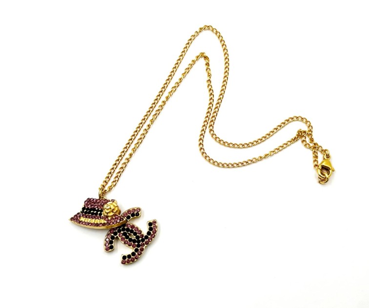 Chanel Gold Plated Crystal Necklace