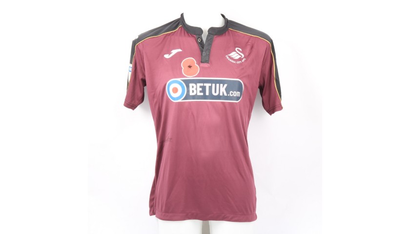 Carter-Vickers' Swansea City Match-Worn and Signed Poppy Shirt