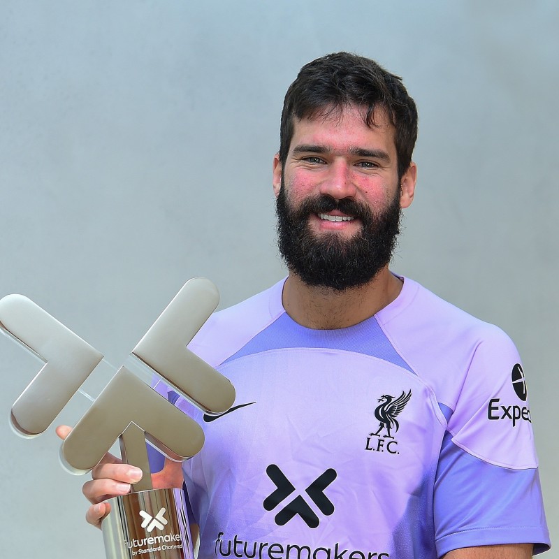 Alisson Becker's October LFC Player of the Month Trophy