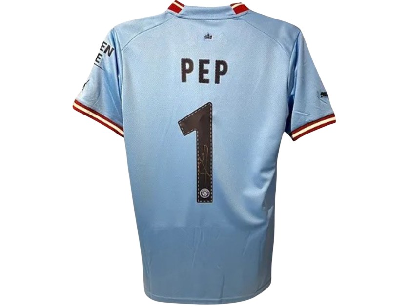Pep Guardiola's Manchester City 2022/23 Champions League Signed Replica Shirt
