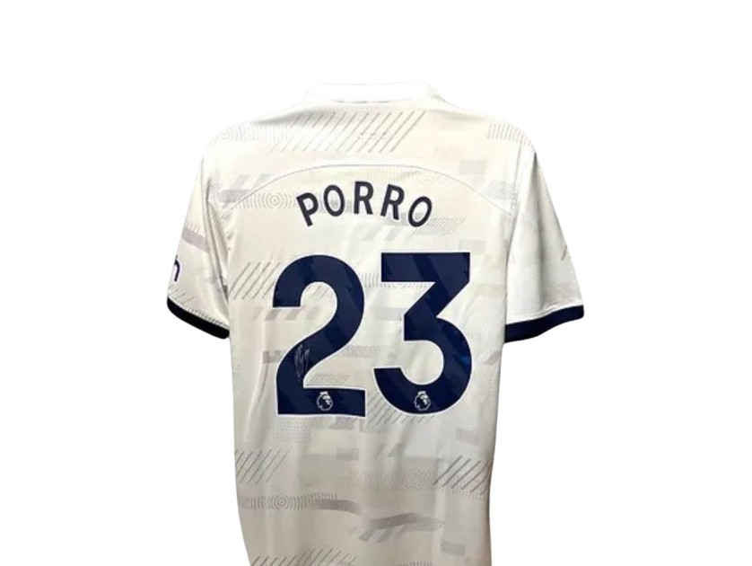 Maglia Tottenham Hotspur 2023/24 di Pedro Porro firmata e incorniciata