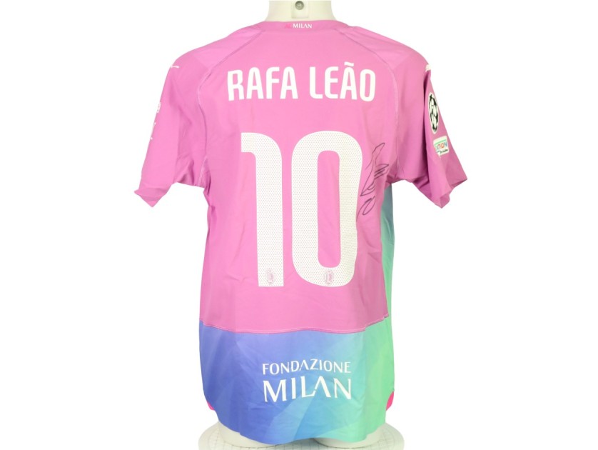 Rafa Leao Official AC Milan Signed Shirt, UCL 2023/24