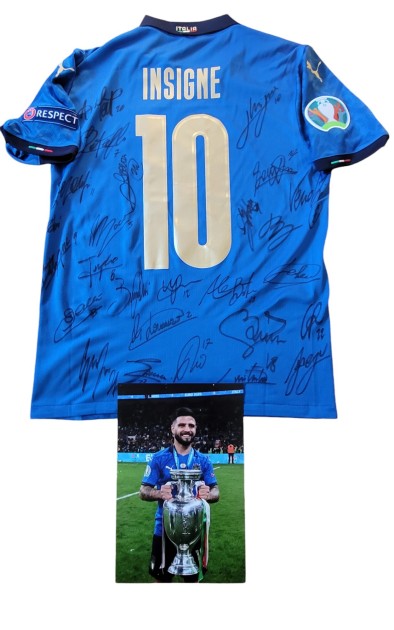 Insigne's Issued Shirt, Italy vs England Final Euro 2020 - Signed by the Team