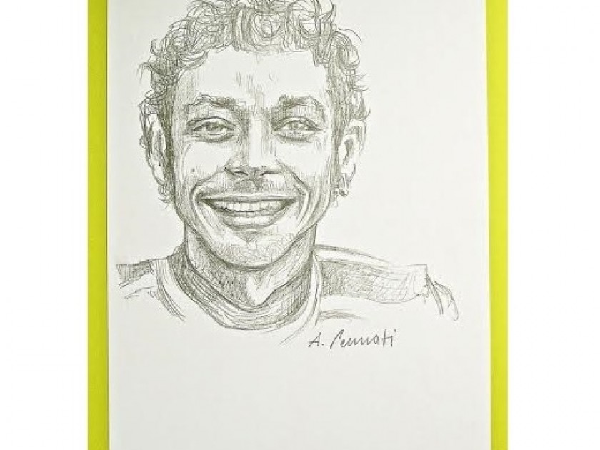 Valentino Rossi's portrait painted by the respected Italian artist, Anna Pennati with special dedication