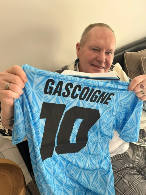 Paul Gascoigne's Lazio 1991/92 Shirt, Signed with Personalized Dedication