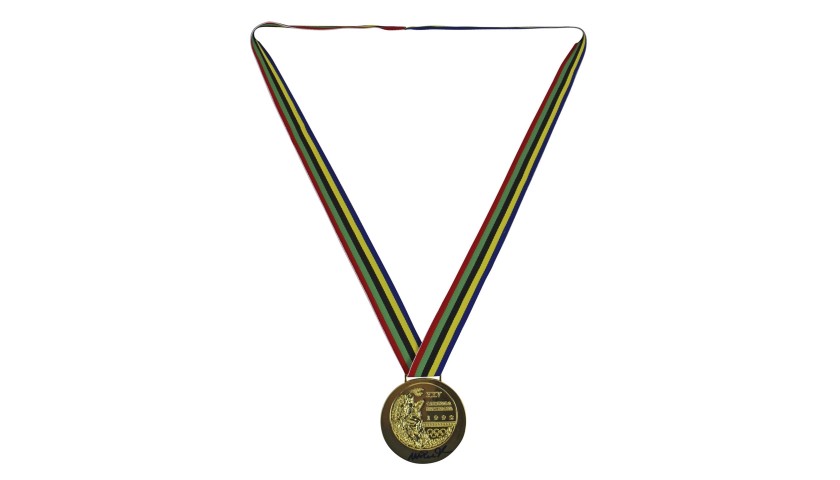 Magic Johnson Signed Replica Gold Medal, 1992 Olympics 