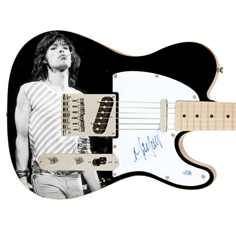 Mick Jagger of The Rolling Stones Signed Graphics Gibson Guitar