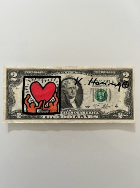 Keith Haring Signed Two Dollar 