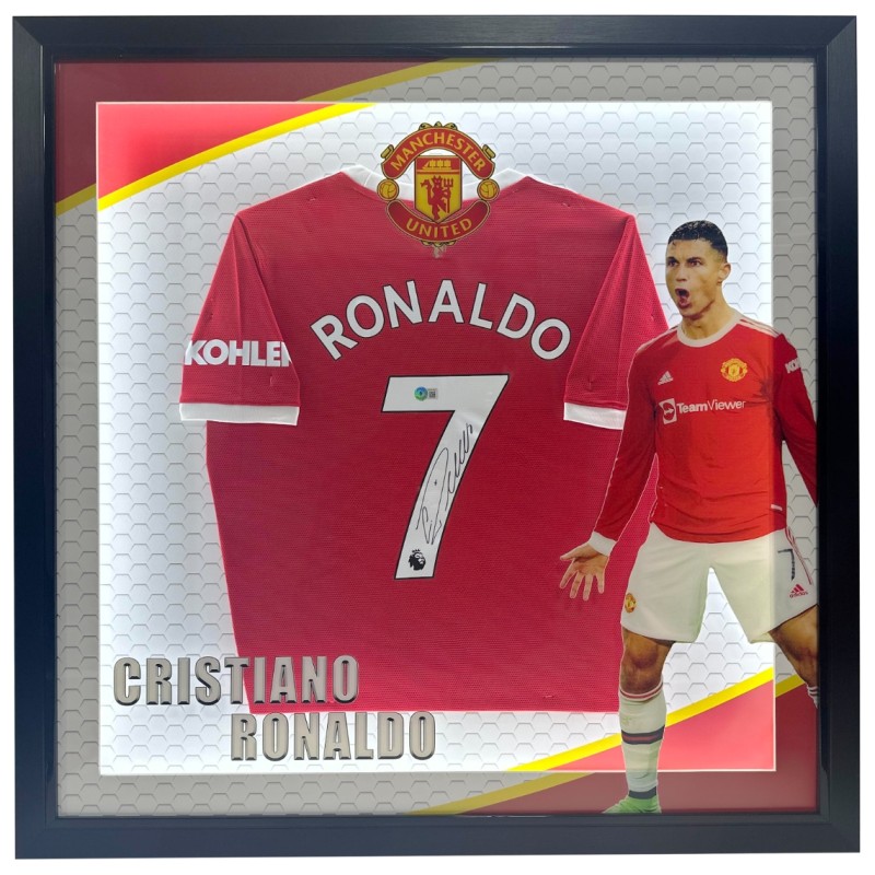 Camicia del Manchester United di Cristiano Ronaldo firmata e incorniciata